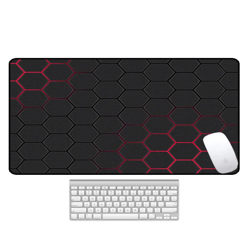 Large extended computer desk mouse pad with printed pattern and natural rubber non-slip base