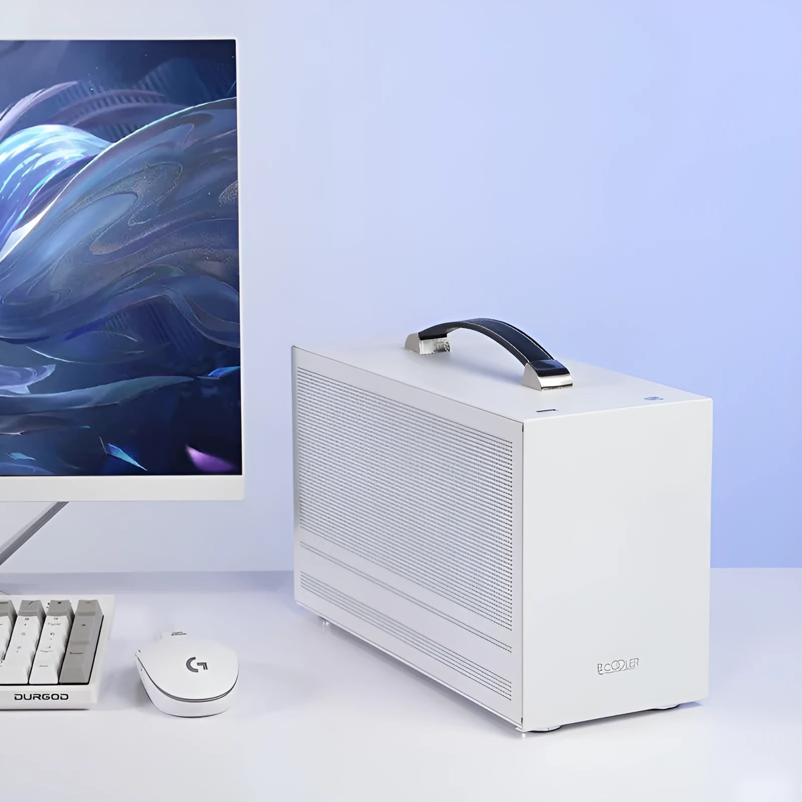Hummingbird PRO ITX desktop computer case in titanium grey and white colour options