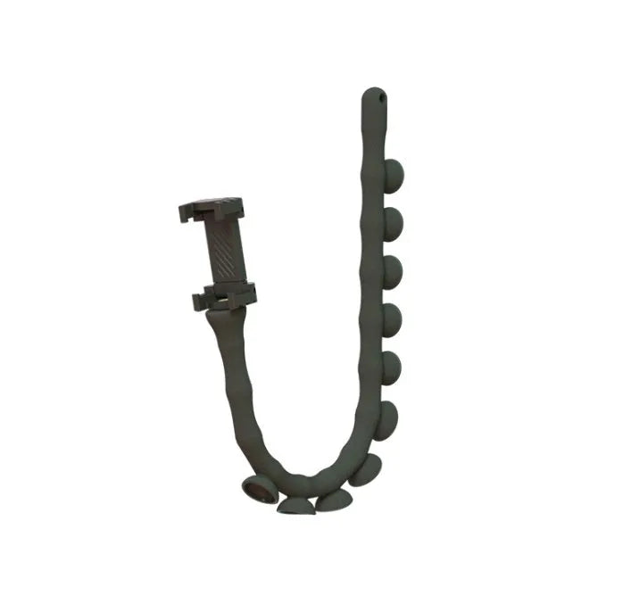 Flexible rubber phone holder with suction cup base showing 360 degree rotation capability