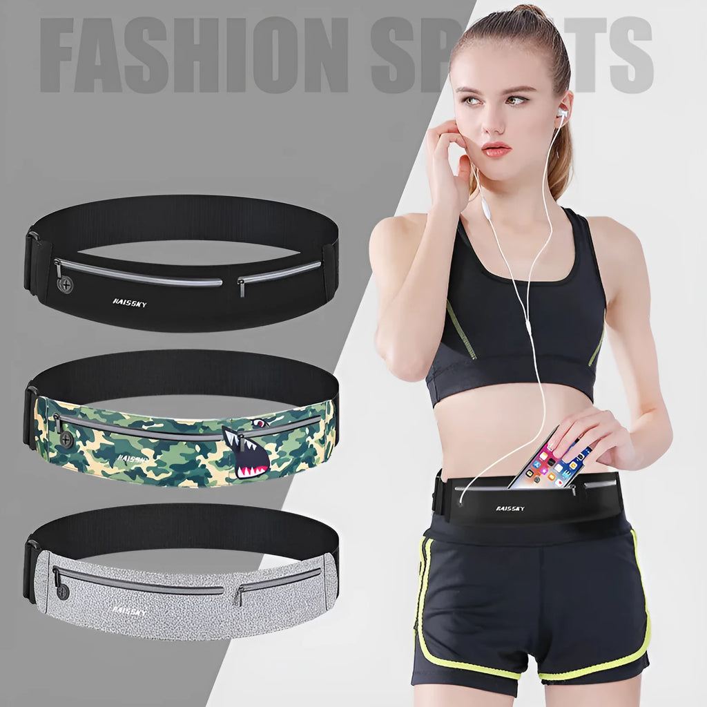 Waterproof 8-inch waist bag for outdoor sports in camouflage crocodile colour with chinlon Lycra construction