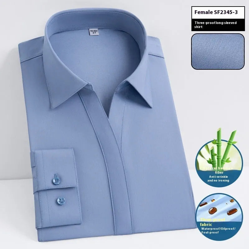 Men's slim fit long sleeve bamboo fibre shirt in solid colour with square collar