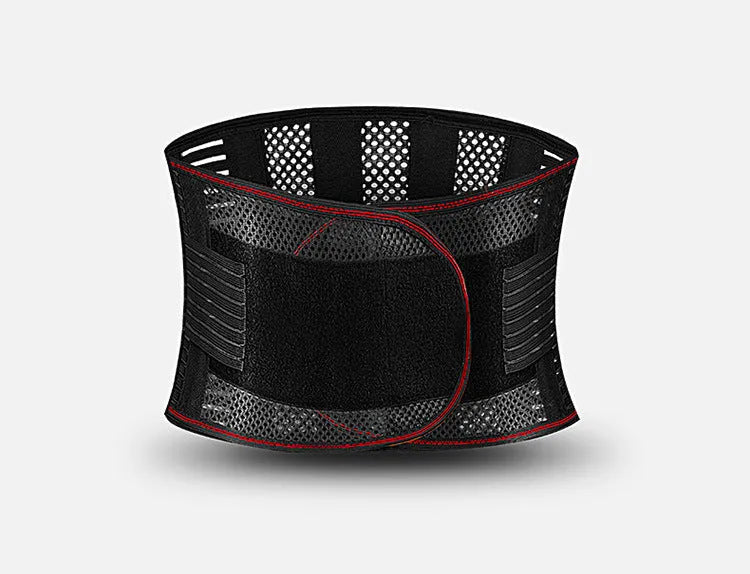 Black sports waist support with steel plate lumbar reinforcement for adult fitness activities