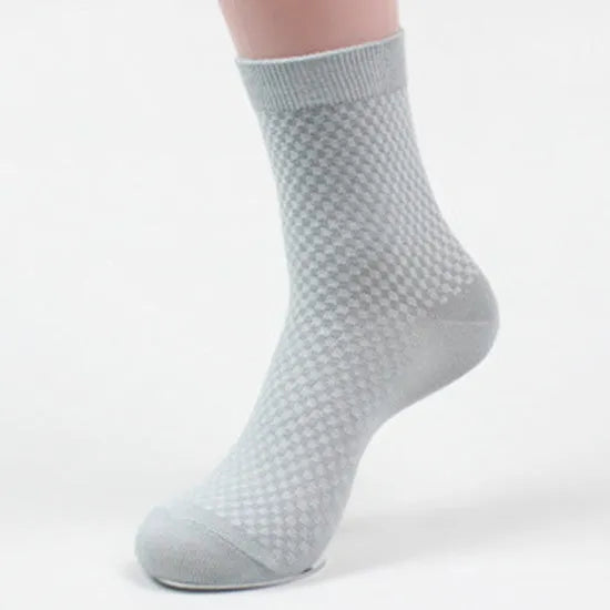 Men's bamboo fibre business socks with small square pattern in five colour options