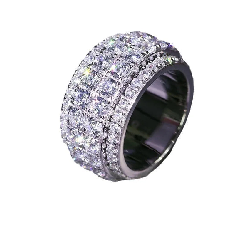 Copper geometric ring with inlaid zircon white gold colour unisex hip hop fashion index finger