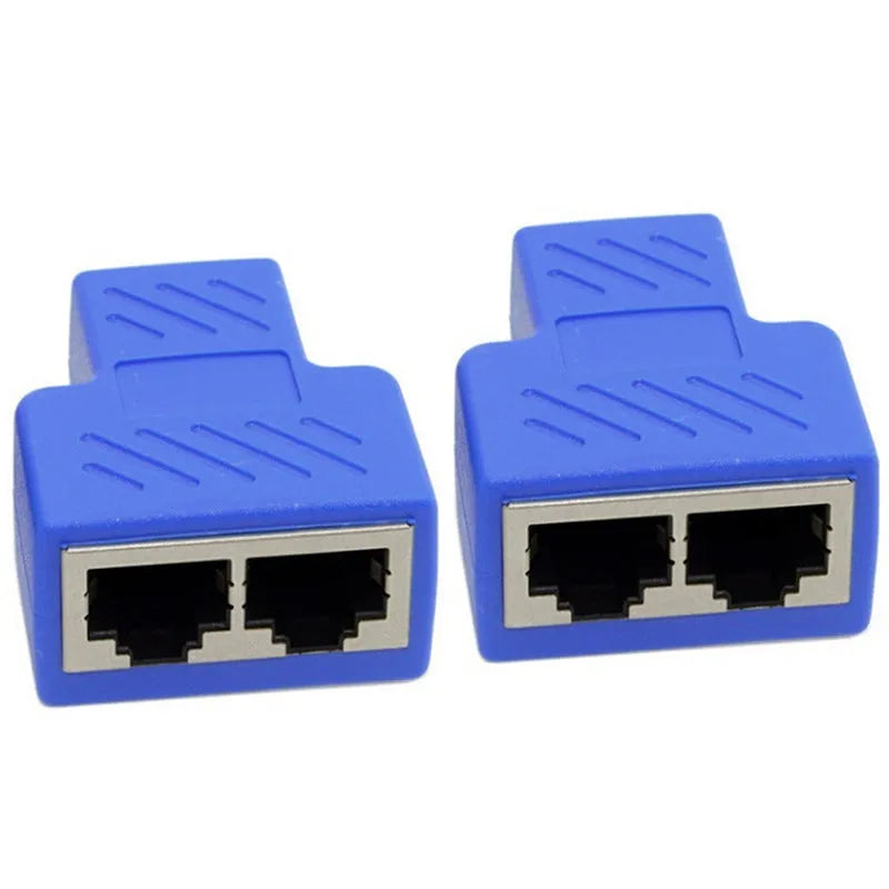 RJ45 three-way network cable splitter adapter in multiple colours