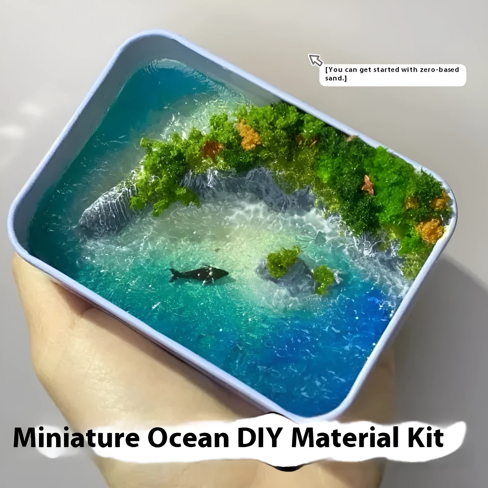 DIY iron wire marine landscape handmade model ornament on bamboo base for aquarium decoration