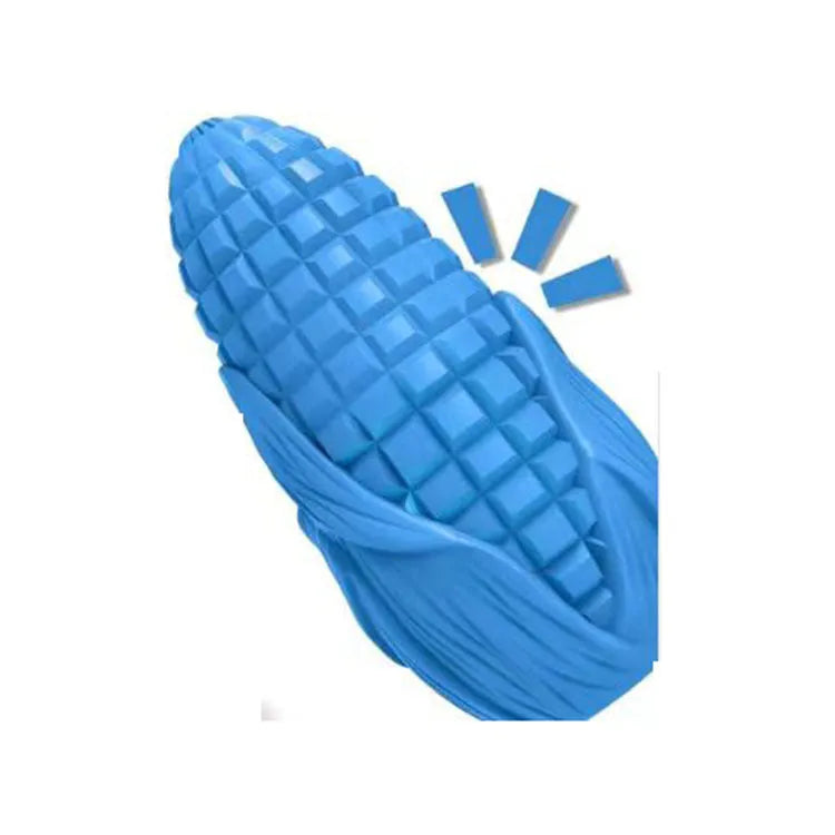 Corn stick dog chew toy with textured surface in blue colour
