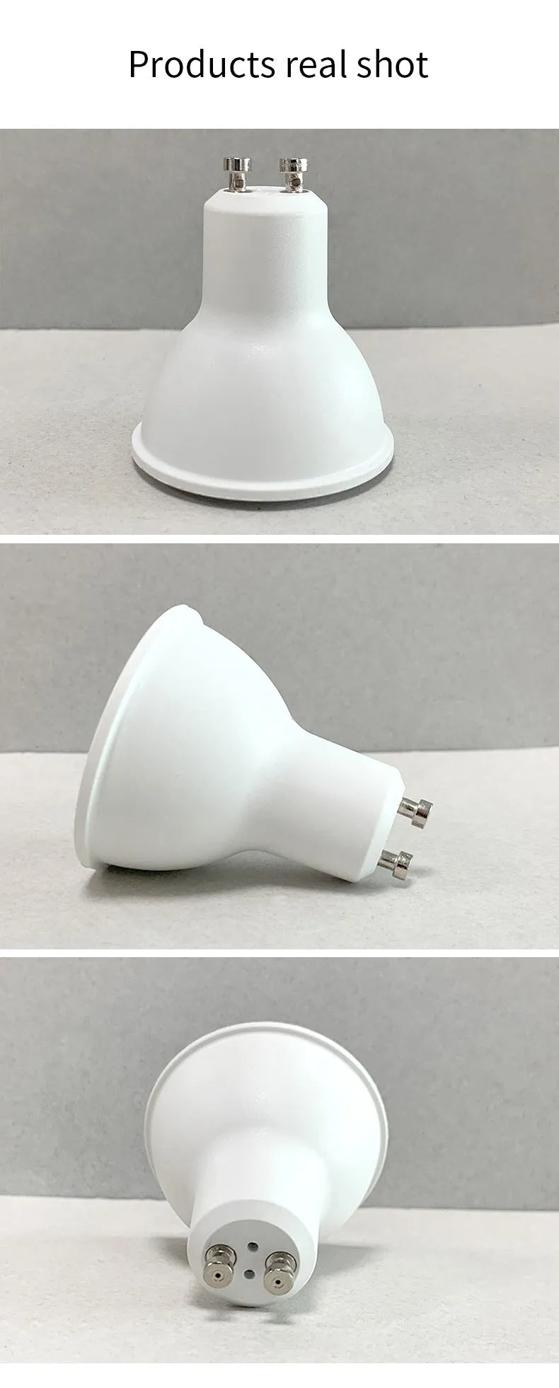 Smart WiFi GU10 RGBCCT LED spotlight with voice control, 5W, 50x55mm.