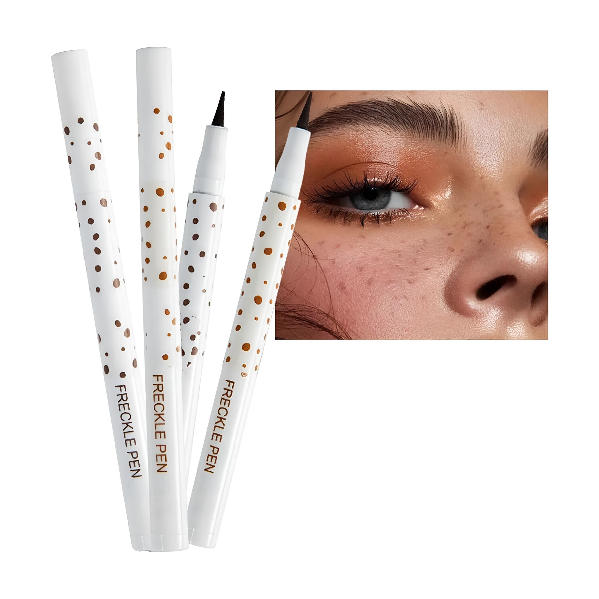 Dark brown freckle pen cosmetic marker for creating natural fake freckles on face and body