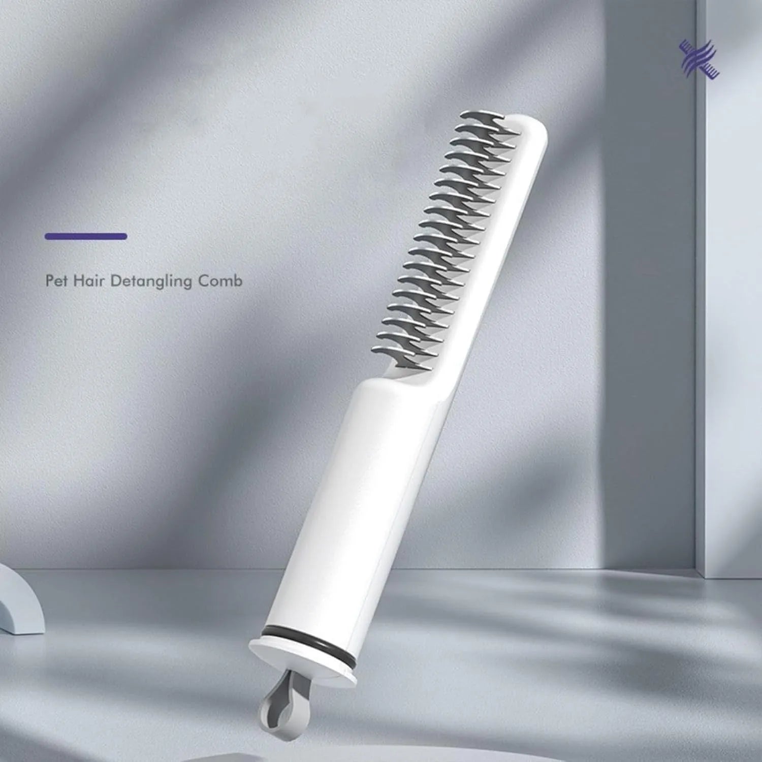 Stainless steel dog dematting comb with ergonomic handle for removing knots and mats
