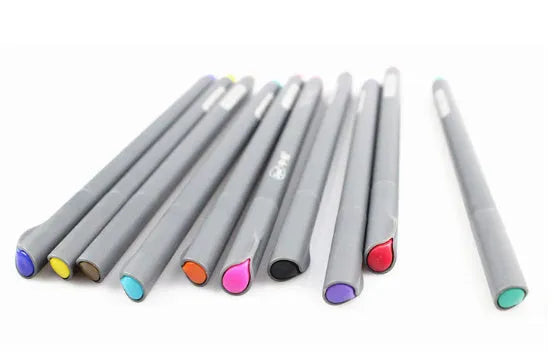 Set of 10 hook line pens with 0.38mm fine nib for technical drawing and architectural drafting