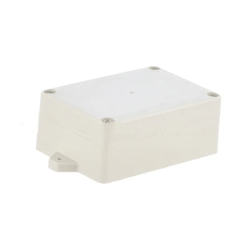 F4B-1 black ABS plastic waterproof junction box for electronic components, 100mm long.