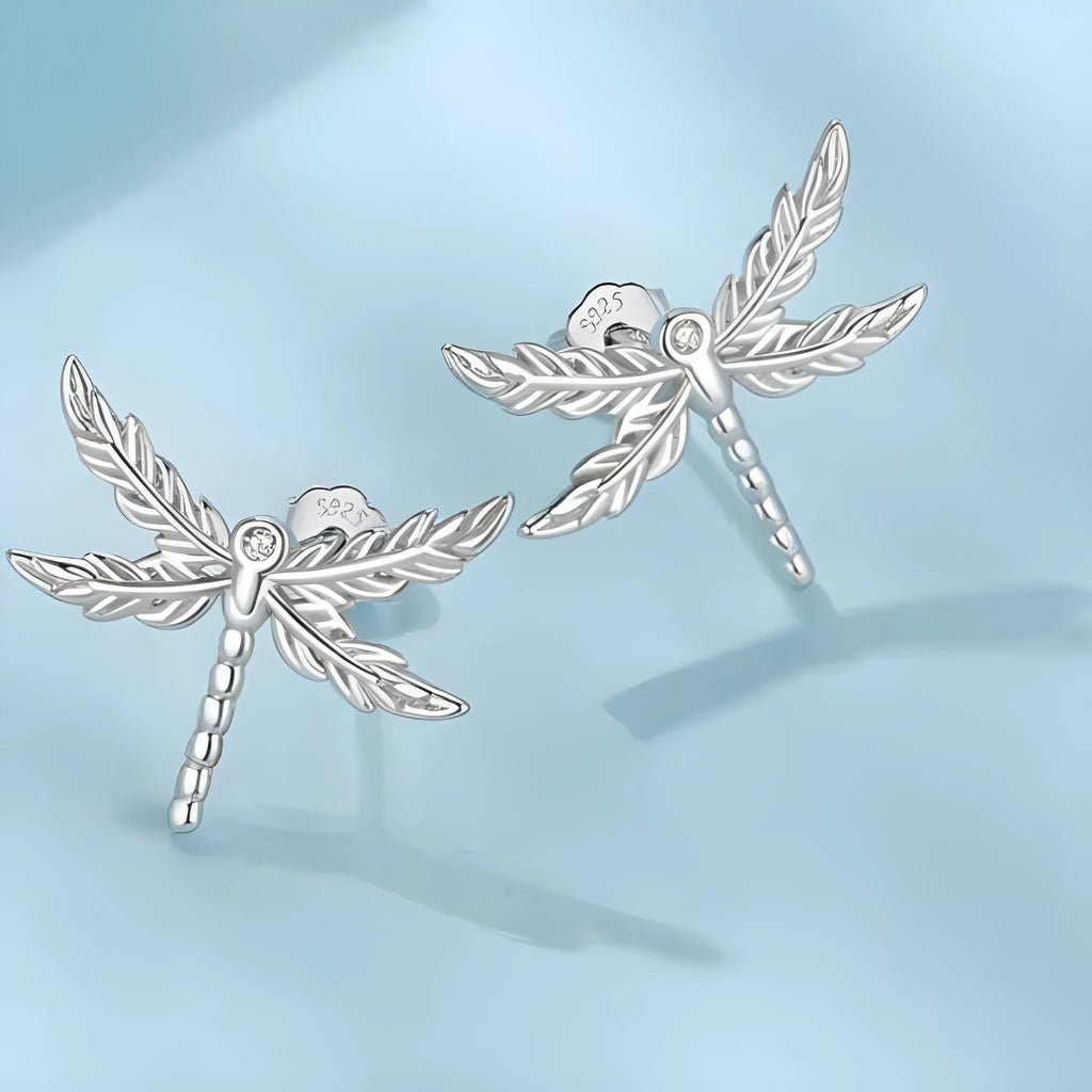 Sterling silver wing dragonfly stud earrings for women 925 silver electroplated SCE1909