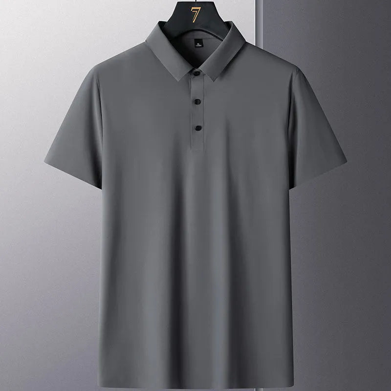 Men's non-ironing business casual shirt in solid colour with short sleeves