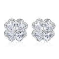 925 silver heart-shaped earrings with white gold colour finish and zircon stone inlay featuring four-leaf clover design