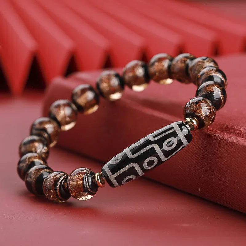 Coloured glaze bracelet with ancient five-colour snake lucky beads and auspicious patterns