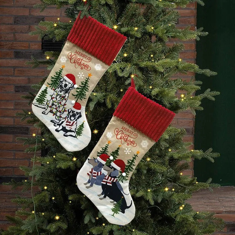 Christmas tree pendant gift bag for pet ornaments with fireplace design