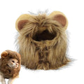 Lion mane wig costume accessory for a cat, showing plush ears and adjustable elastic band
