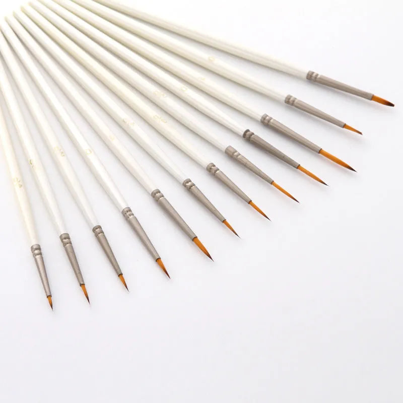 Set of 12 fluorescent brush-tip art markers in a solid wood pen holder for watercolour and acrylic painting.