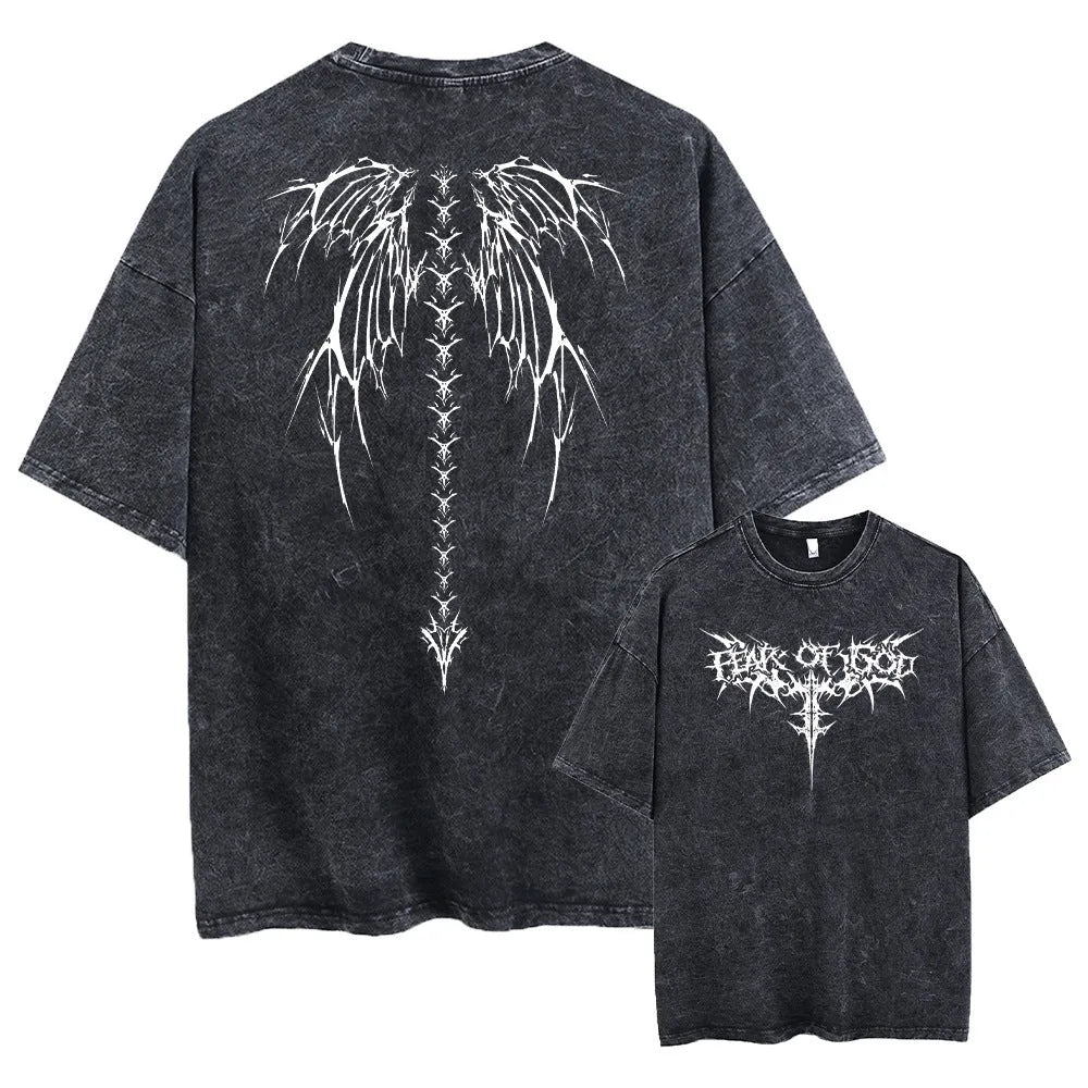 A man's oversized cotton t-shirt in a loose fit with drop shoulder short sleeves.