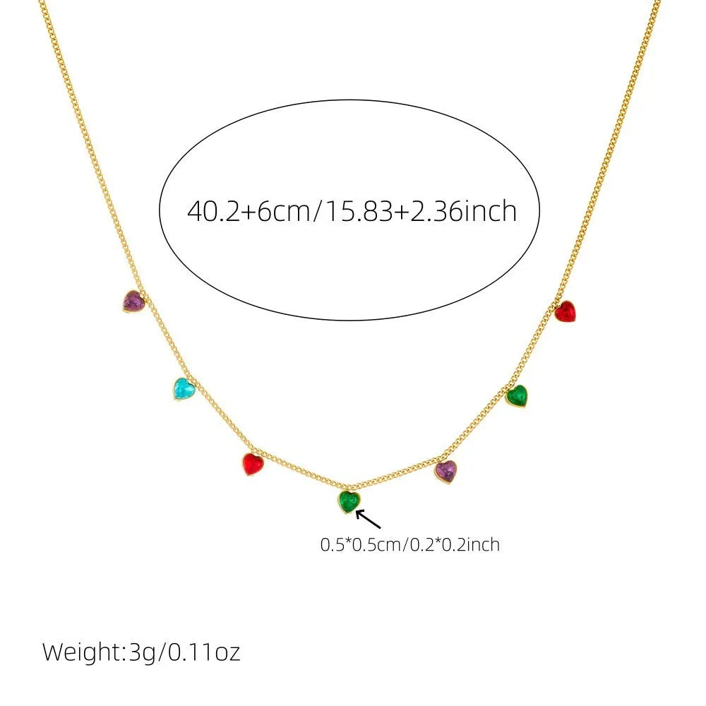 Women's gold-plated stainless steel necklace with heart pendant on adjustable chain