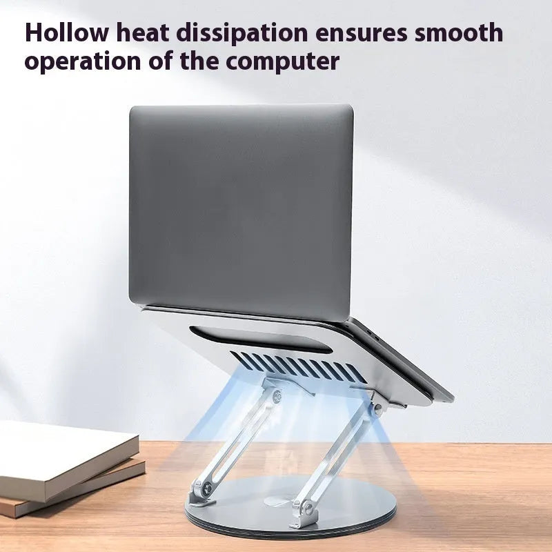Silver aluminium alloy rotatable laptop stand with height adjustment mechanism