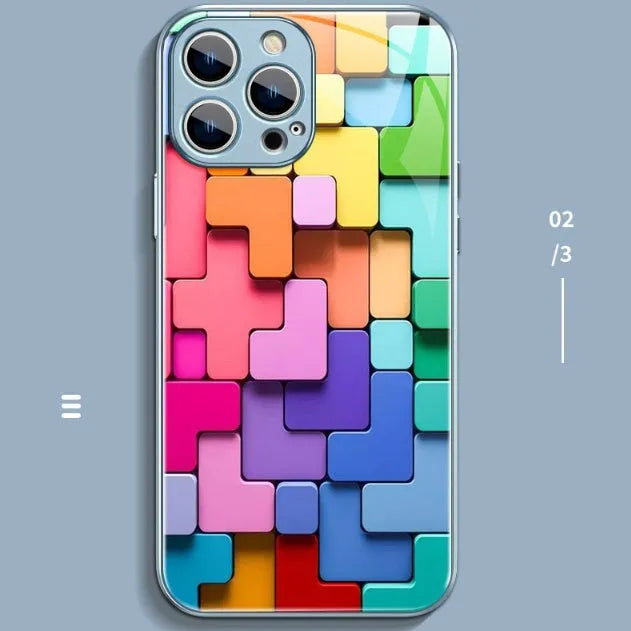 Silicone phone back cover case with cartoon geometry design for iPhone models
