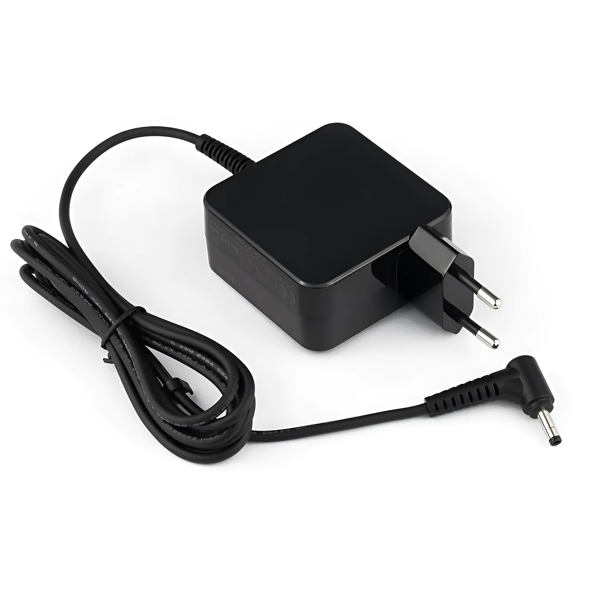 Black Hua 45W laptop power adapter with American plug and attached charging cable on a white background.