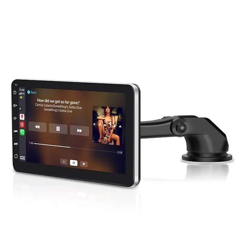 7 inch OLED car GPS navigation unit with Wireless CarPlay on a universal dashboard mount