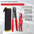 Red cloth PEX clamp set with metal construction and carbon steel cutting edges