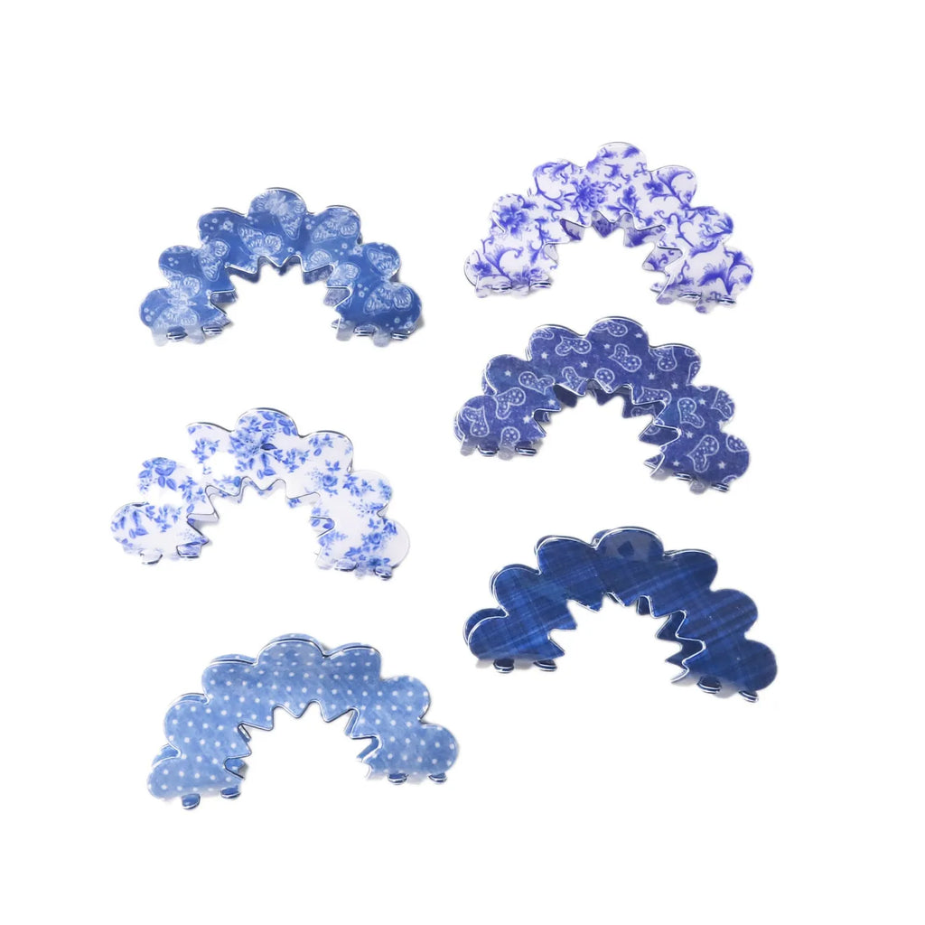 New Wave Grip Blue Series PVC hair barrettes for women with asymmetric natural style in assorted colours