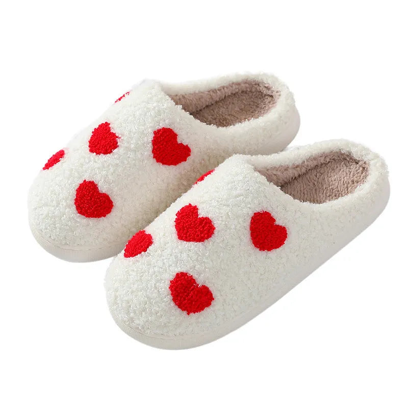 Women's plush cartoon pattern slippers with a non-slip PVC sole in Big Love design