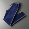 Men's navy blue cashmere wool blend half turtleneck zipper cardigan with matching trousers