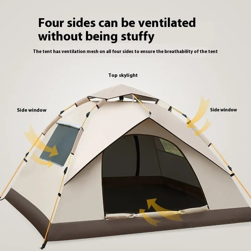 Silver pastebrushing pop-up tent quicksand gold coffee bottom two doors two windows 2–4 person outdoor shelter