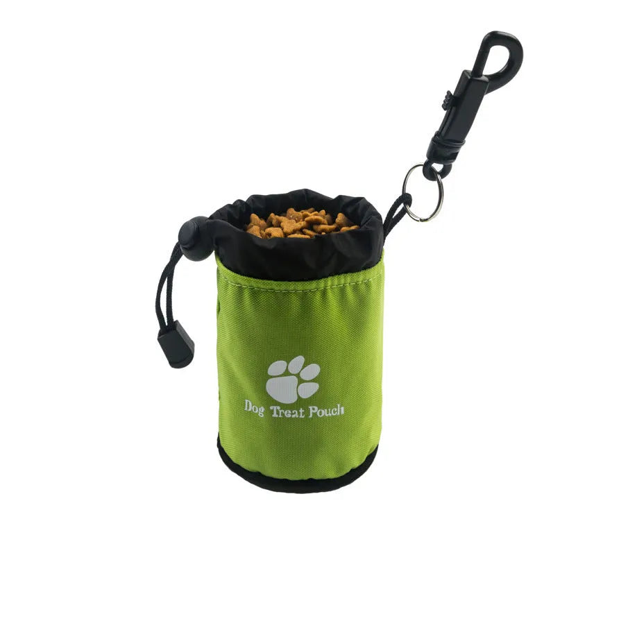 Mini nylon pet snack training bag in solid colours with dog food pack