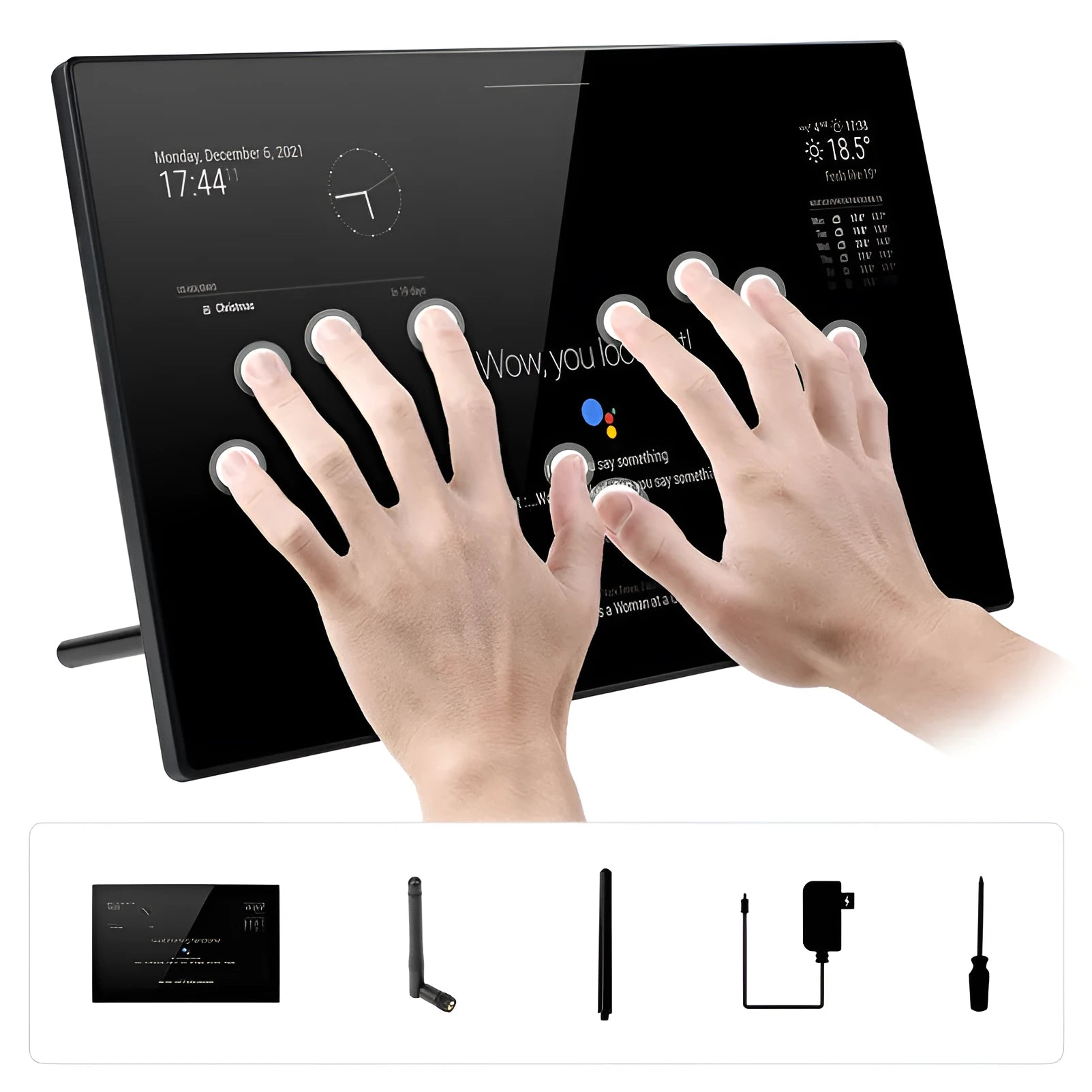 13.3-inch magic mirror display with integrated Raspberry Pi CM4 board and touch screen in ABS housing