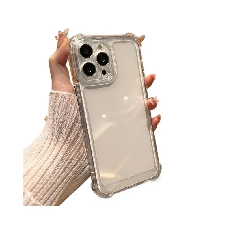 Transparent PC and acrylic TPU phone case with four shatterproof corners for iPhone