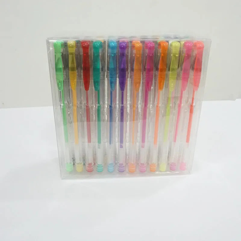 100-colour gel pen and watercolour pen set with highlighter pens showing dual tip sizes
