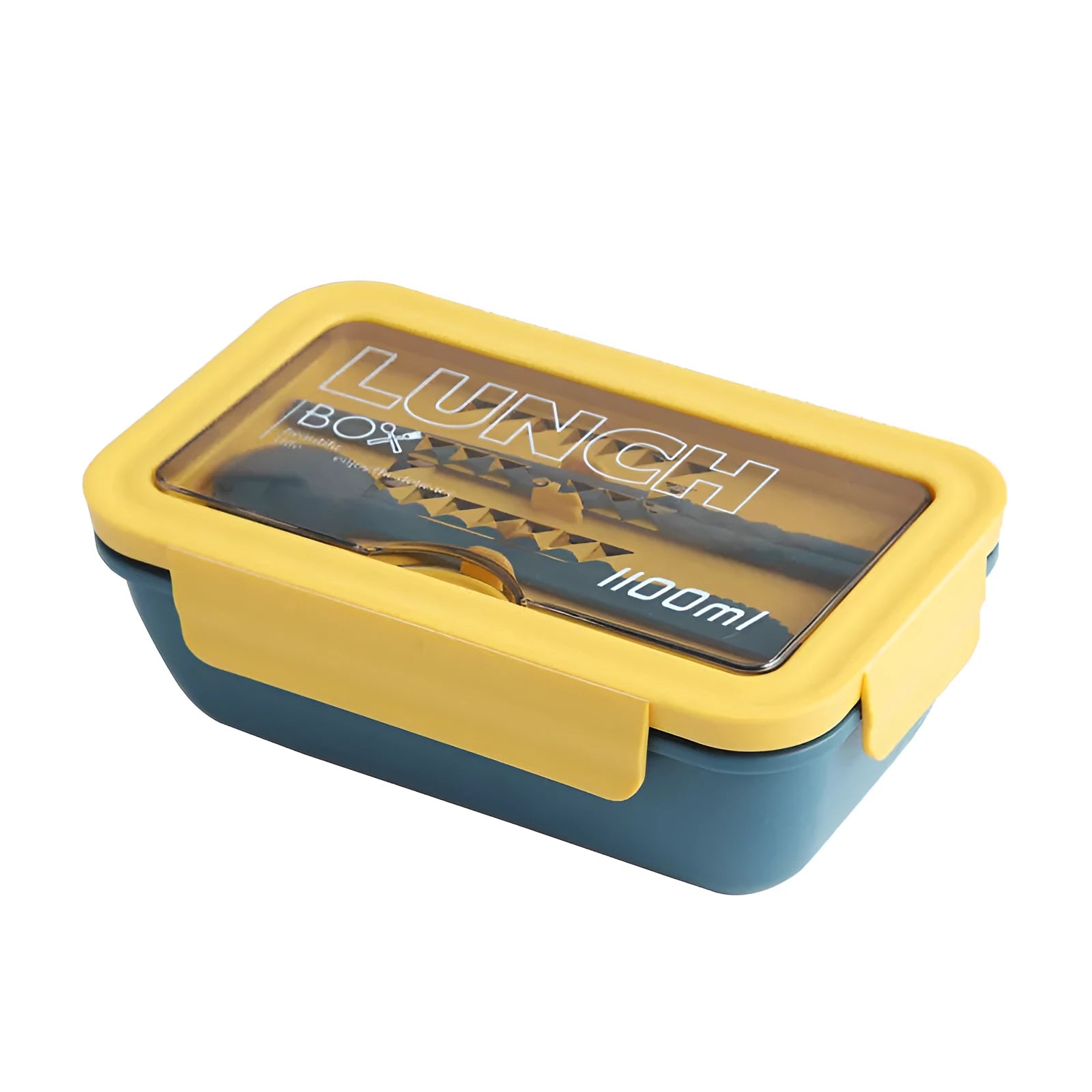 Green four-layer partitioned bento lunch box with heated function in Nordic style.