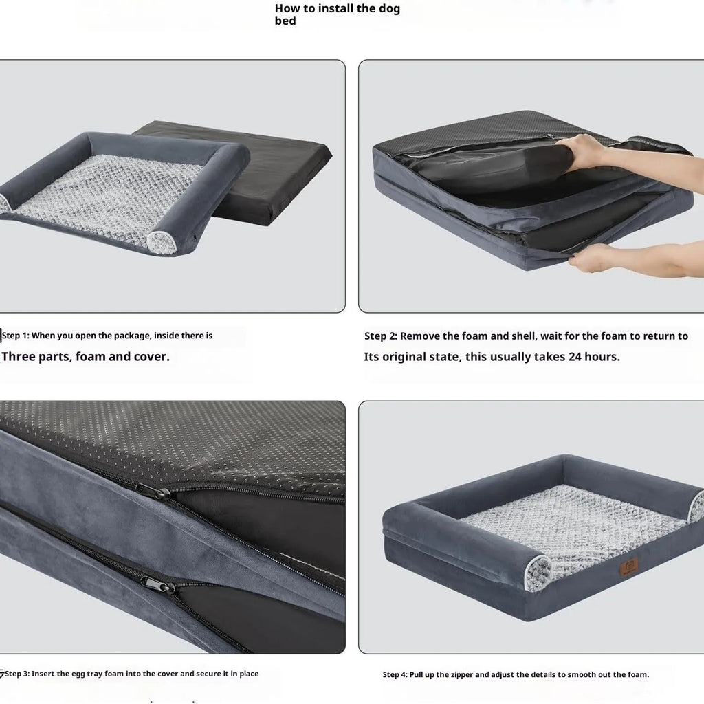 Rectangular cloth dog sleeping mat in gray with simple design for four seasons use