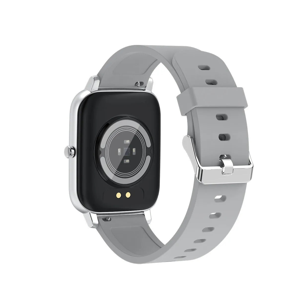 H80 smart watch with black silicone strap and 1.69-inch screen showing health metrics.