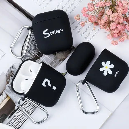 AirPods back cover with decorative flower design in pink colour