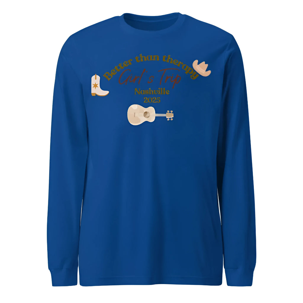 Blue men's loose fit polyester sweater with printed letter patterns, round neck pullover design