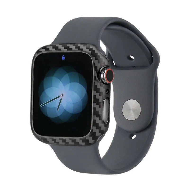 Apple Watch 4 leather protective case in 44mm size, shown in black