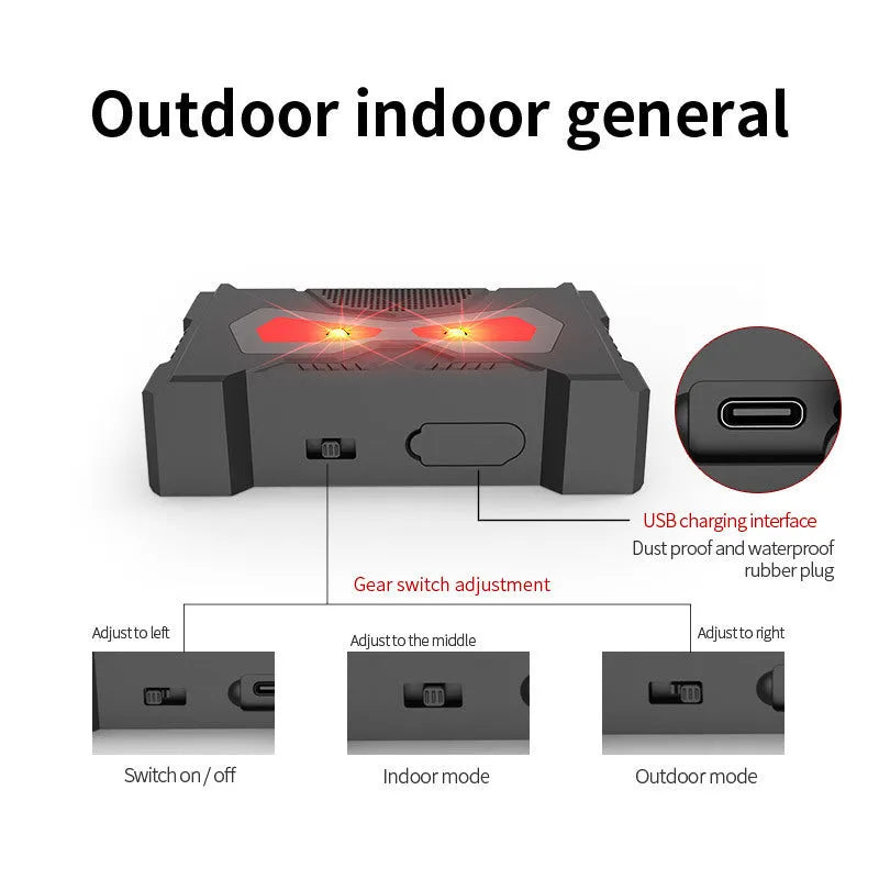 Black solar ultrasonic animal repeller device for outdoor pest control with animal-themed design