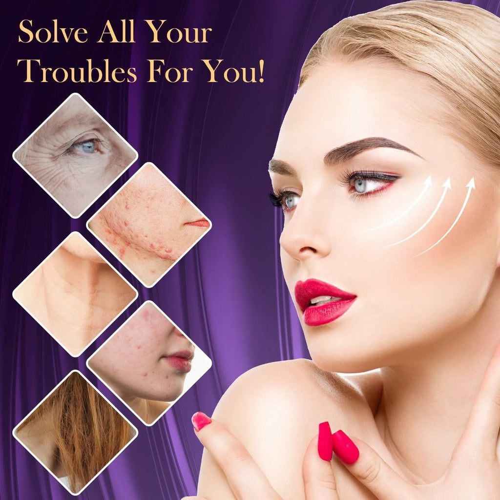 Purple high wave electrotherapy beauty instrument with six accessory heads