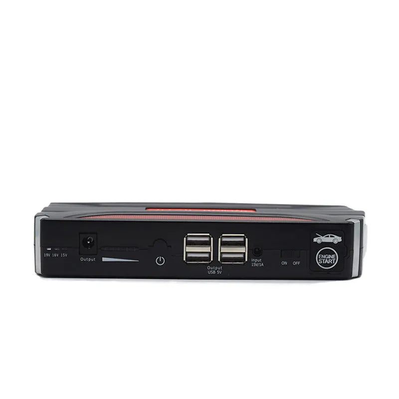 Black red 12V vehicle emergency starting power supply with 7800mAh battery capacity