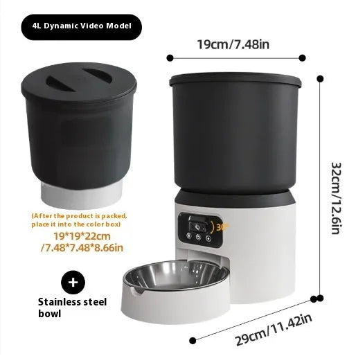 4L smart pet feeder with automatic timer and optional camera monitoring features