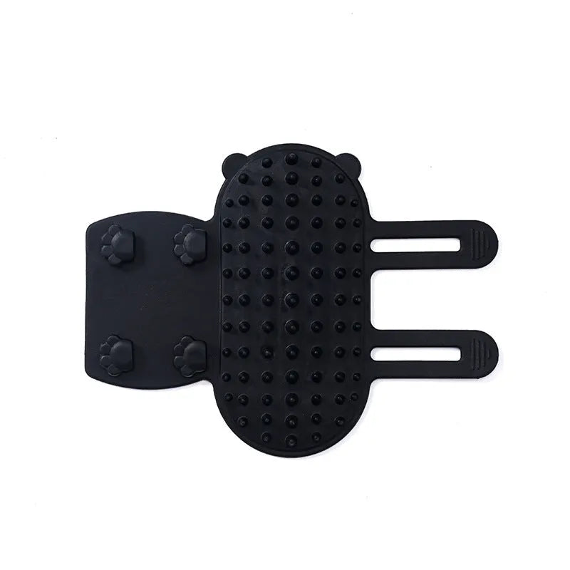 Silicone pet grooming comb with adjustable strap in assorted colours for cats and dogs