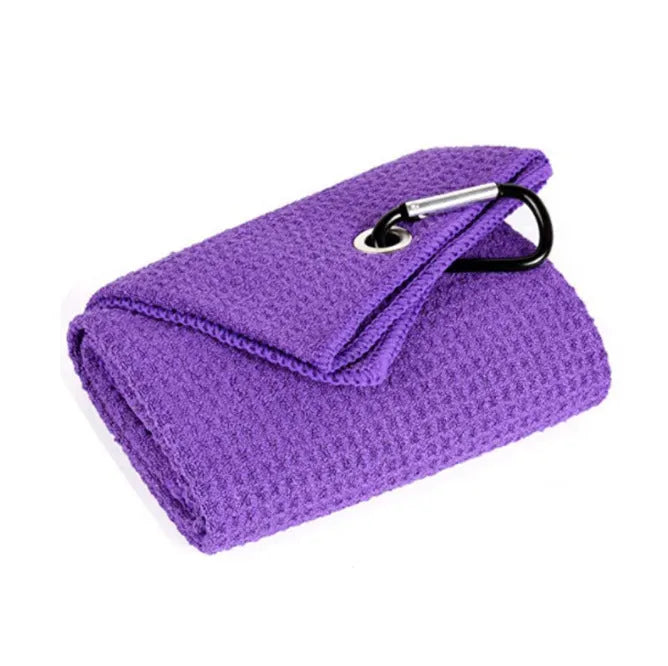 Waffle weave golf ball cleaning cloth towel showing textured surface and colour options